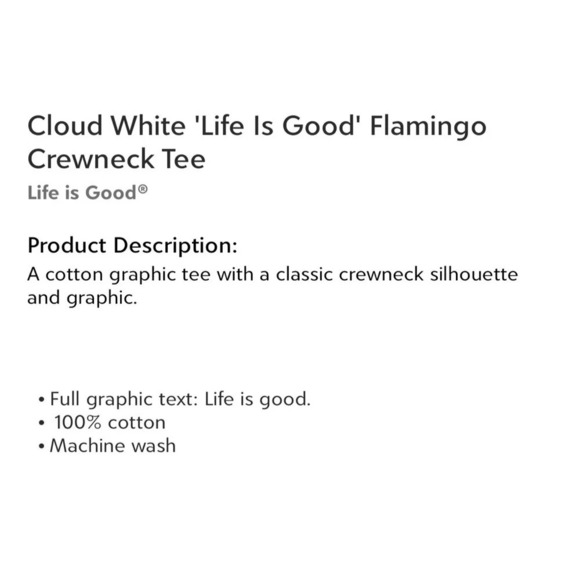 Life is Good Cloud White Flamingo Crewneck Tee Women Size Large NWT - Picture 3 of 12